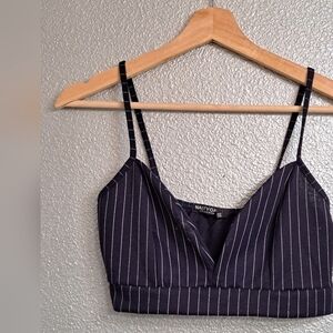 Nasty Girl Pinstripe Cropped Top   Size 8